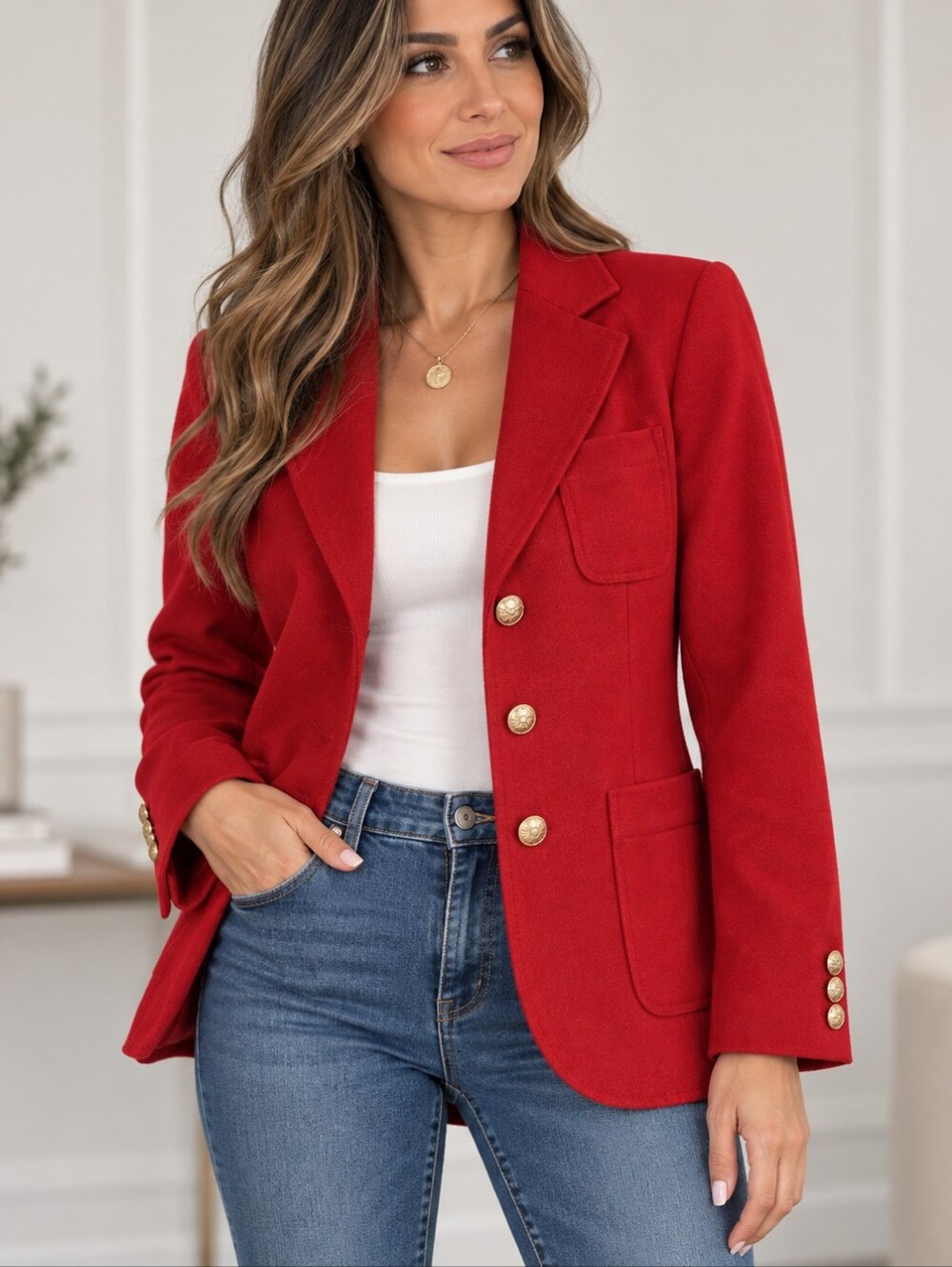Stanley Blacker Red Blazer Jacket Size S 6